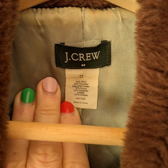 EUC Vintage J Crew Peacoat With Faux Fur Collar Size 12 - Picture 8 of 9